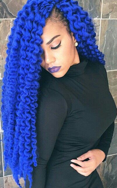 Bright Royal Cobalt Blue Dyed Curly Hair Color Inspiration Bright