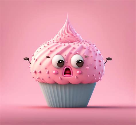 Premium Photo Cartoon Cupcake Character