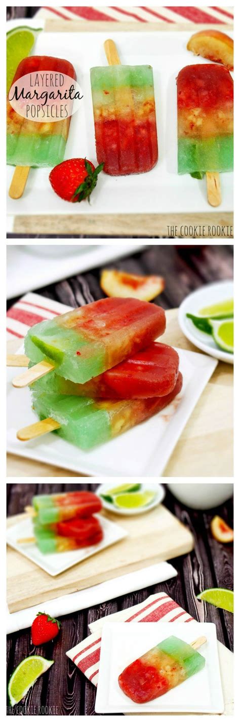 Layered Margarita Popsicles Strawberry White Peach And Lime