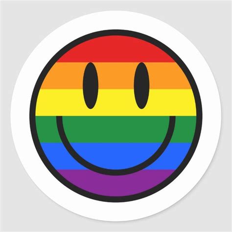 Rainbow Smiley Face Classic Round Sticker Zazzle Lgbt Sticker