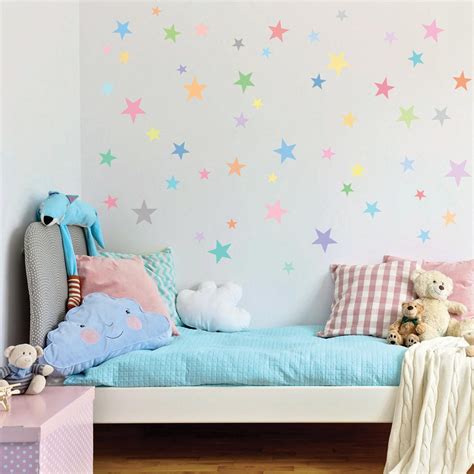 Wall Decals Stars Pastel Rainbow Stars Multi Sized 5 Point Etsy