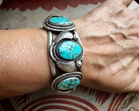 G Navajo Turquoise Cuff Bracelet For Woman W Small Wrist Vintage