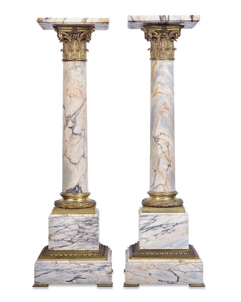 Neoclassical Marble And Gilt Bronze Pedestals Ms Rau