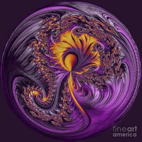 Fractals Digital Art Luminous Purple Spiral Orb By Elisabeth Lucas
