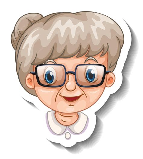 Free Vector A Sticker Template With Face Of Old Woman Emoji Icon