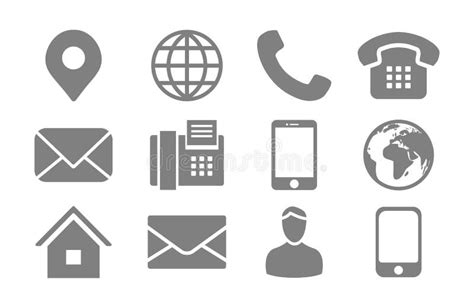 Contact Info Icon Set With Location Pin Phone Fax Cellphone Person