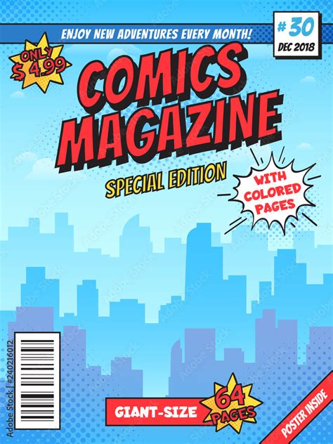 Comic Book Cover Page City Superhero Empty Comics Magazine Covers
