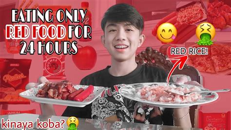 Eating Only Red Food For 24 Hours Challenge Nasuka Ako Youtube