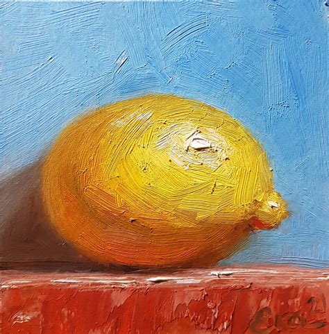 Lemon Painting Still Life Original Art Fruit Artwork Small Etsy