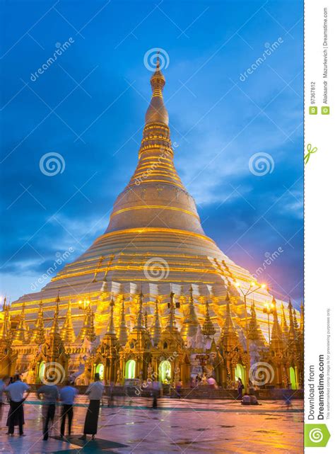Shwedagon Pagoda During Sunset In Yangon Editorial Photography Image