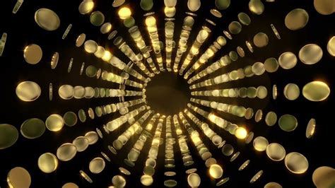 4k Abstract Golden Coins Tunnel Vj Motion Background Free Vj Loops