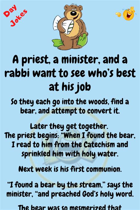 A Priest A Minister And A Rabbi Want To See Whos Best At His Job Day Jokes Priest Jokes