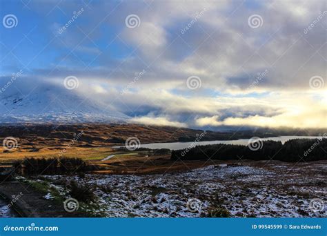 Cloudscape And Snowy Mountains Of The Scottish Highlands Stock Image