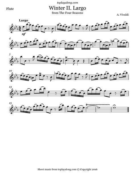 Vivaldi Winter Ii Largo From The Four Seasons Free Violin Sheet