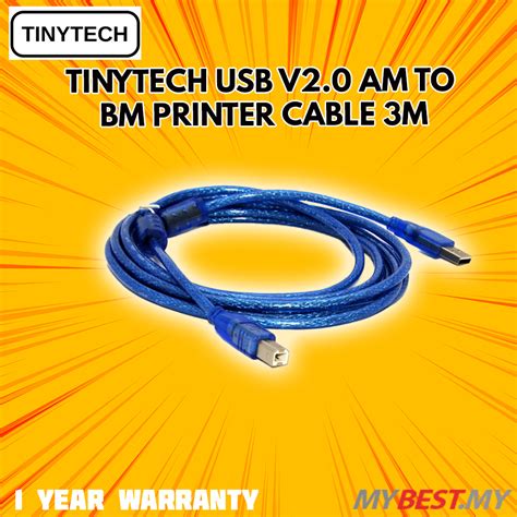 Tinytech Usb V20 Am To Bm Printer Cable 3m