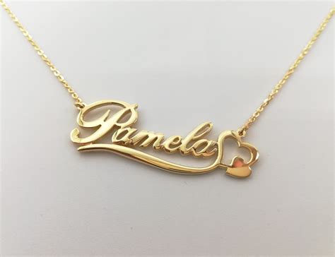Name Necklace Gold Name Necklace Solid Gold Name Necklace Etsy