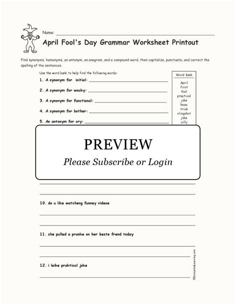 April Fools Reading Worksheet Printable
