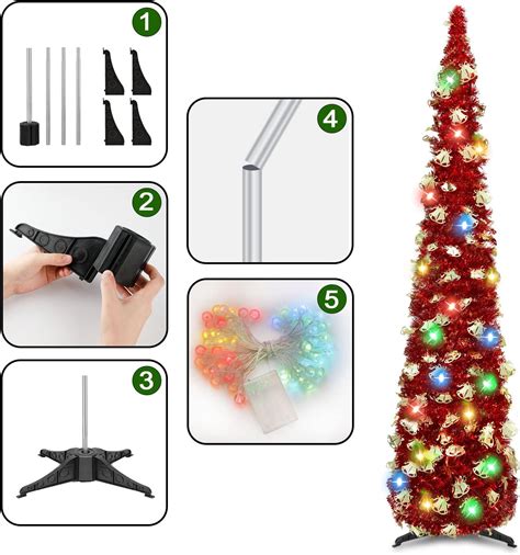 Buy 5ft Christmas Tree With 50 Colorful Lights Artificial Collapsible