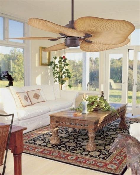 The 50 inch bombay with abs plastic brushed nickel blades tropical ceiling fan offers the beautiful leaf design in a damp location fan. Best Palm Leaf Ceiling Fans (With images) | Living room ...