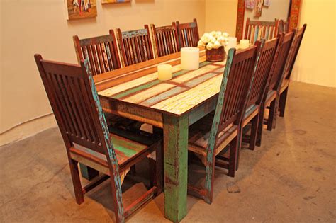 Custom farmhouse style furniture for country, modern, urban or rustic decor. Reclaimed Wood Dining Set - Eclectic - Dining Sets - los ...