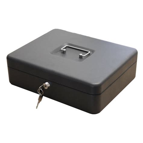 12 Petty Cash Box Black Metal Security Money Safe Tray Holder Key Lock