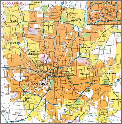 Columbus Ohio Street Map Secretmuseum | Maps Of Ohio