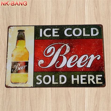 Ice Cold Beer Sold Here Vintage Retro Metal Tin Sign Plate Painting