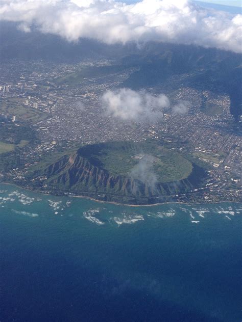 Diamond Head Crater From The Airplane Over Oahu Hawaii Places To