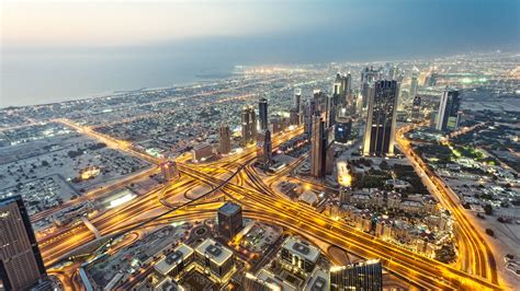 Full Hd Wallpaper Evening Dubai Aerial View Desktop
