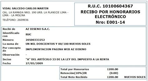 Asiento Contable De Recibo Por Honorarios Pcge