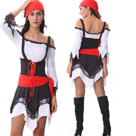 hot new arrival sexy halloween pirates costume fantasia fashion off shoulder dress pirate