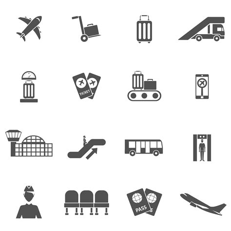Airport Icons Set 469091 Vector Art At Vecteezy