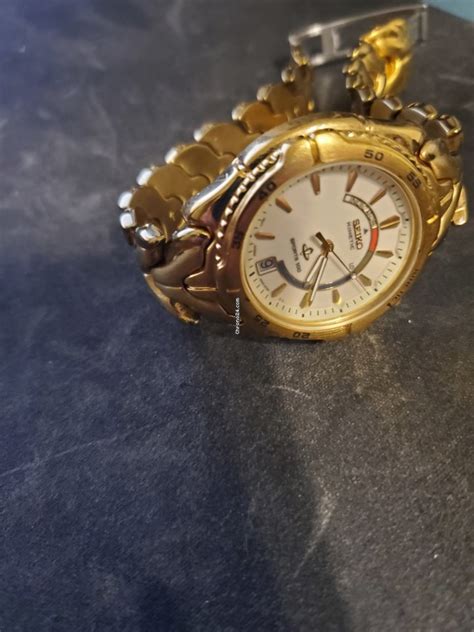 Seiko 5m42 0809 Gold Tone Kinetic Sports For ฿7553 For Sale From A