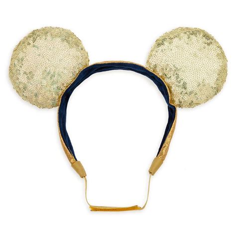 Minnie Mouse Gold Sequin Ear Headband With Strap For Adults Walt