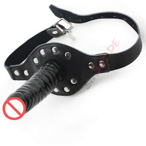 Genuine Leather Dildo Gag Harness Mouth Plug Sexy Adult Penis Gag With Multi Function Oral