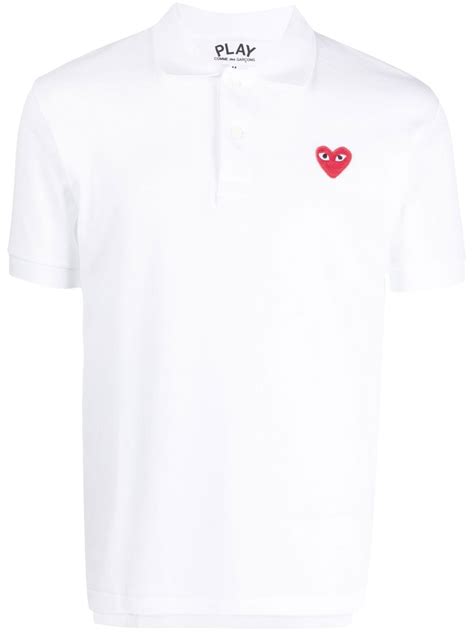 Comme Des Garçons Play heart logo Cotton Polo Shirt Farfetch