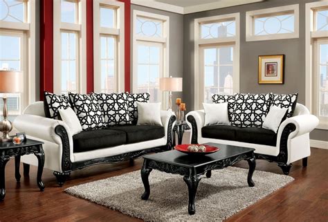 Dolphy Black And White Leatherette Living Room Set