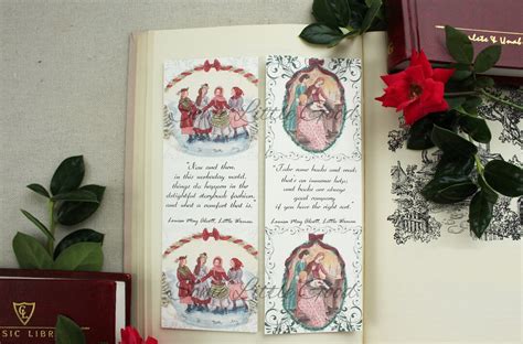 Little Women Christmas Bookmarks Meg Jo Beth Amy Book Mark Louisa