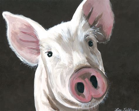 Pig Art Print From Original Pig Painting Pig Decor Pig Painting Pig