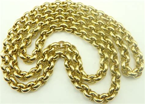 Heavy 9ct Solid Gold 24 Inch Long Yellow Gold Belcher Neck Chain Weighs