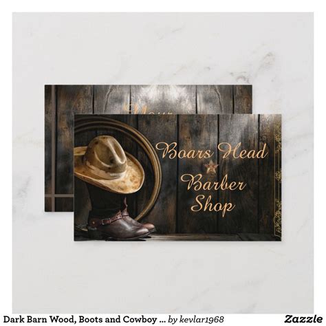 Dark Barn Wood Boots And Cowboy Hat On A Business Card Barn Wood