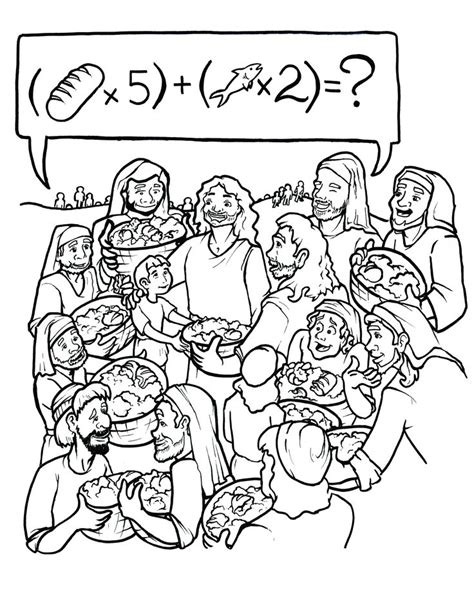 Jesus Feeds 5000 Coloring Page Jesus Coloring Pages Bible Coloring
