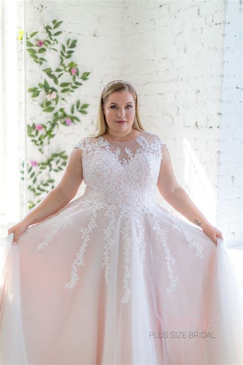 Blush Lace Plus Size Wedding Dress Wedding Dress Boutiques Bridal