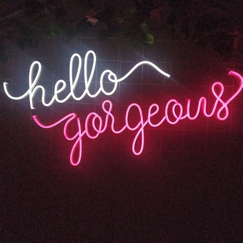 Hello Gorgeous Neon Signs Light Custom Bar Home Makeup Logo Etsy