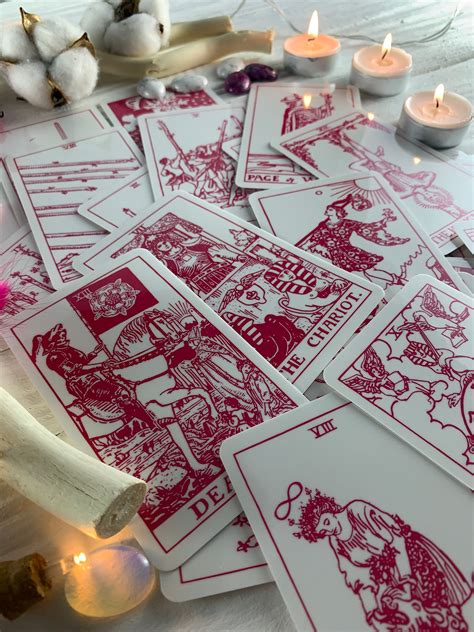 Pink Tarot Deck Rider Waite 78 Cards Tarot Cards With Etsy