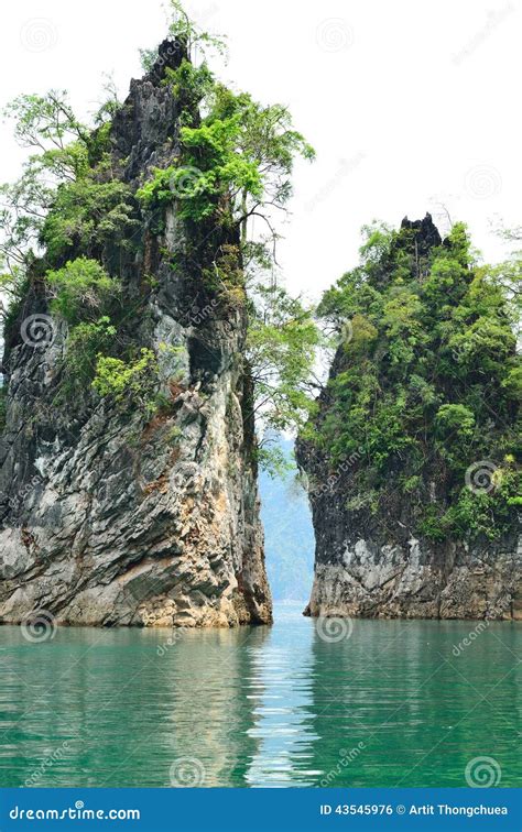 View In Chiew Larn Lake Khao Sok National Park Thailand Stock Photo