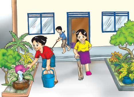 Cara menjaga kebersihan lingkungan sekolah. Gambar Lingkungan Sekolah Sehat Kartun - Carles Pen