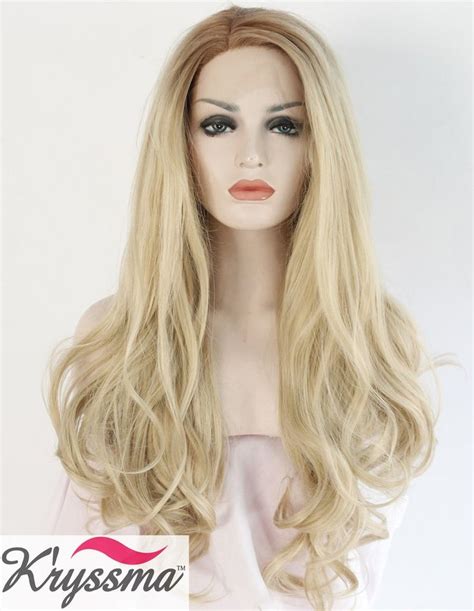 Kryssma Blonde Lace Front Wigs Ombre Light Brown Roots T12 To Blonde