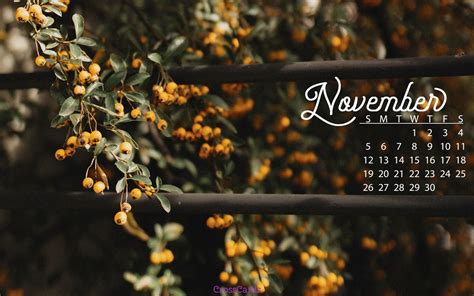 November 2017 Fall Berries Desktop Calendar Free November Wallpaper