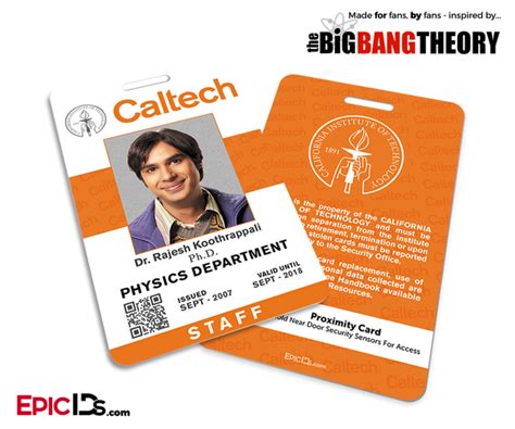 The Big Bang Theory Inspired Caltech Staff Id Leonard Hofstadter Epic